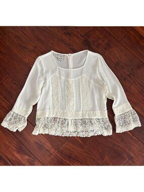 April Cornell Vintage Ivory Lace Blouse Fairycore Romantic Cottagecore Size S